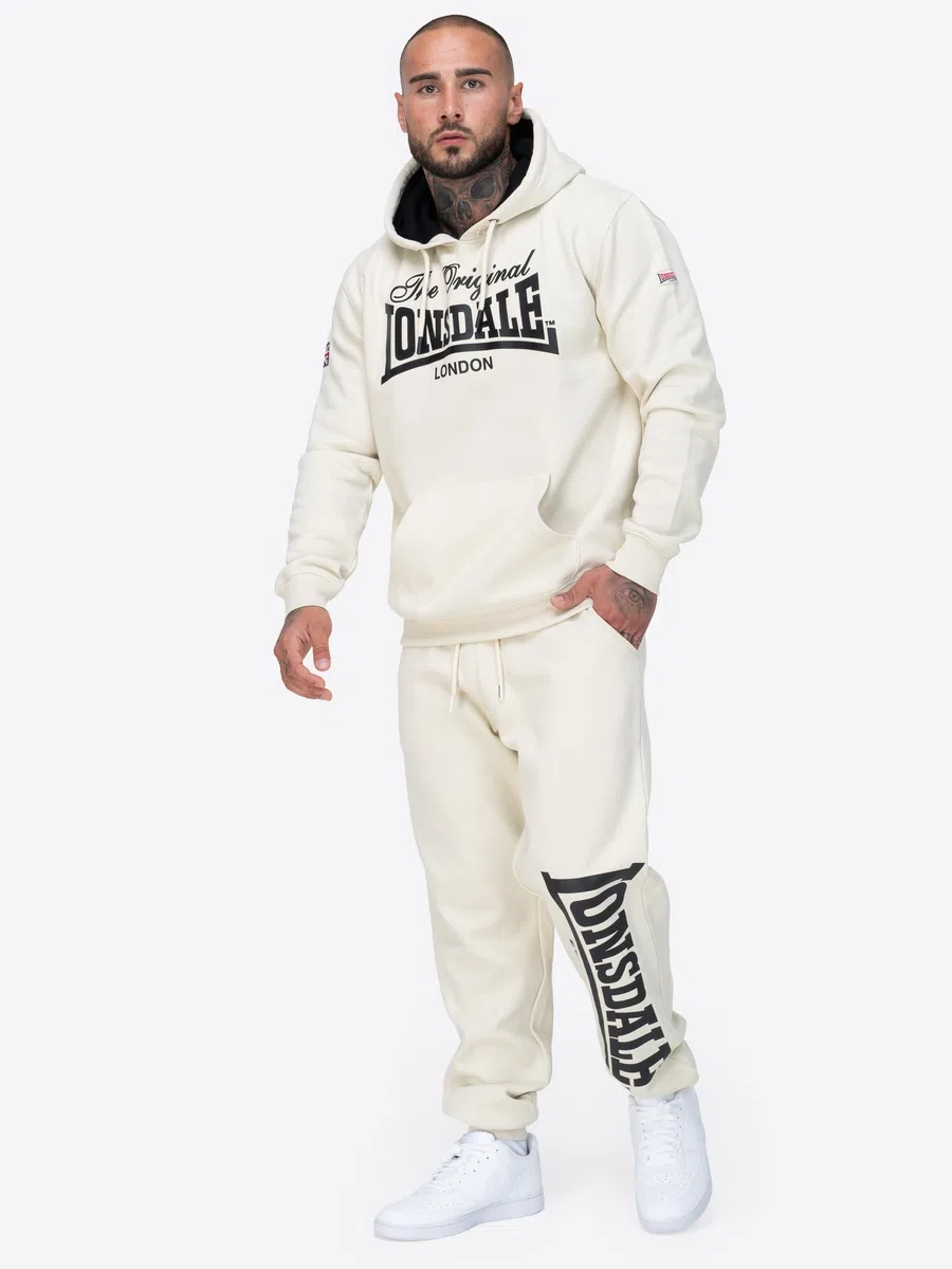 Lonsdale London Logo Large Uomo Pantaloni Tuta Nero Relaxed