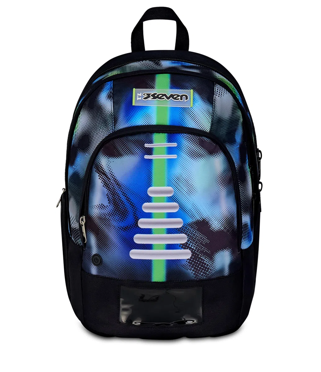 Seven Zaino Scuola Dual Write Down, Blu, Doppio Scomparto Da 31 Litri Di Capacità, Con Tasca Per PC, Tasca Per Borraccia e Tasca Con Organizer, Scuole Medie e Superiori, Per Ragazzo