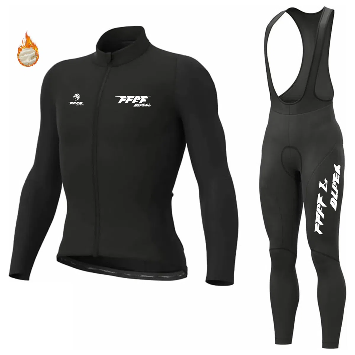 Abbigliamento Ciclismo Uomo Invernale Tuta da Ciclista Manica Lunga Completo MTB Bici,Maglia Bicicletta Termico Vello Giacca e Pantaloni Salopette con 9D Imbottiti Gel