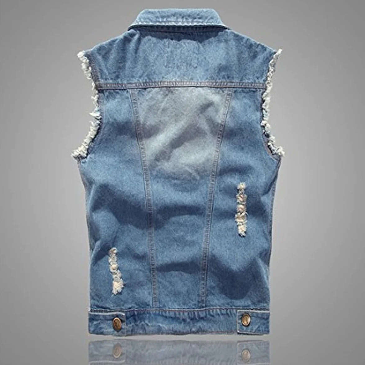 Giacca Jeans per Uomo Senza Maniche Vintage Strappato Gilet di Jeans da Uomo Fresco Punk Gilet Denim