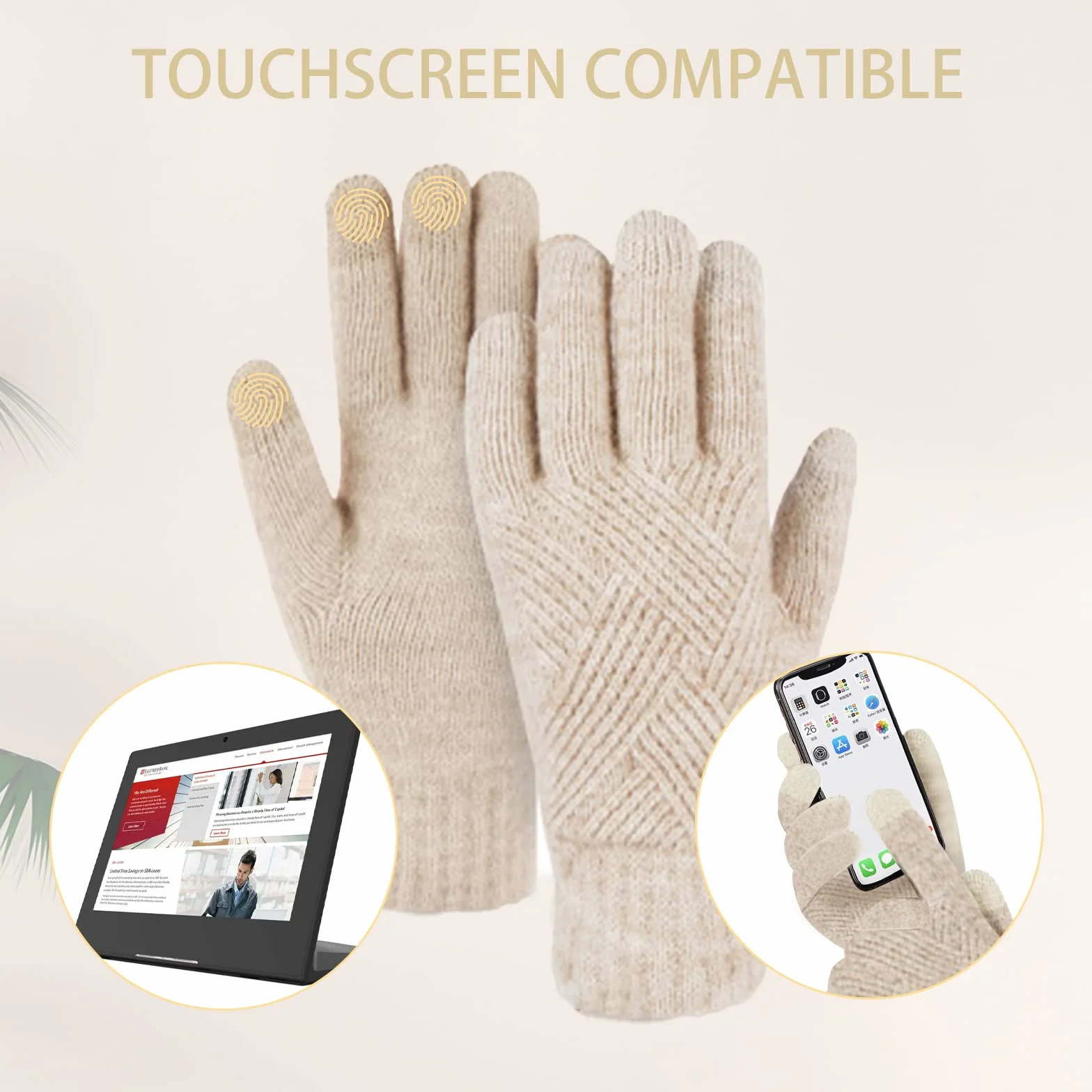 WingFly Donna Cappello con Pompom Sciarpa e Guanti Touch Screen Unisex Invernali Berretto in Maglia con Sciarpa Beanie 3 Pezzi Regalo Natale per Uomo Donna