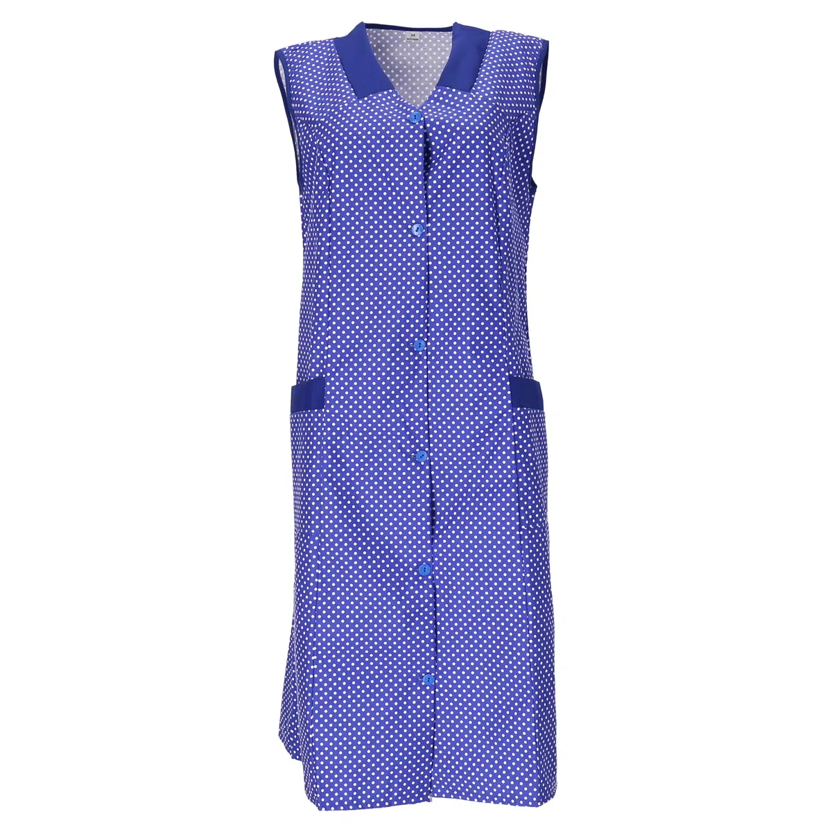 Camice da donna, senza maniche, in cotone, rosso o blu a pois bianchi