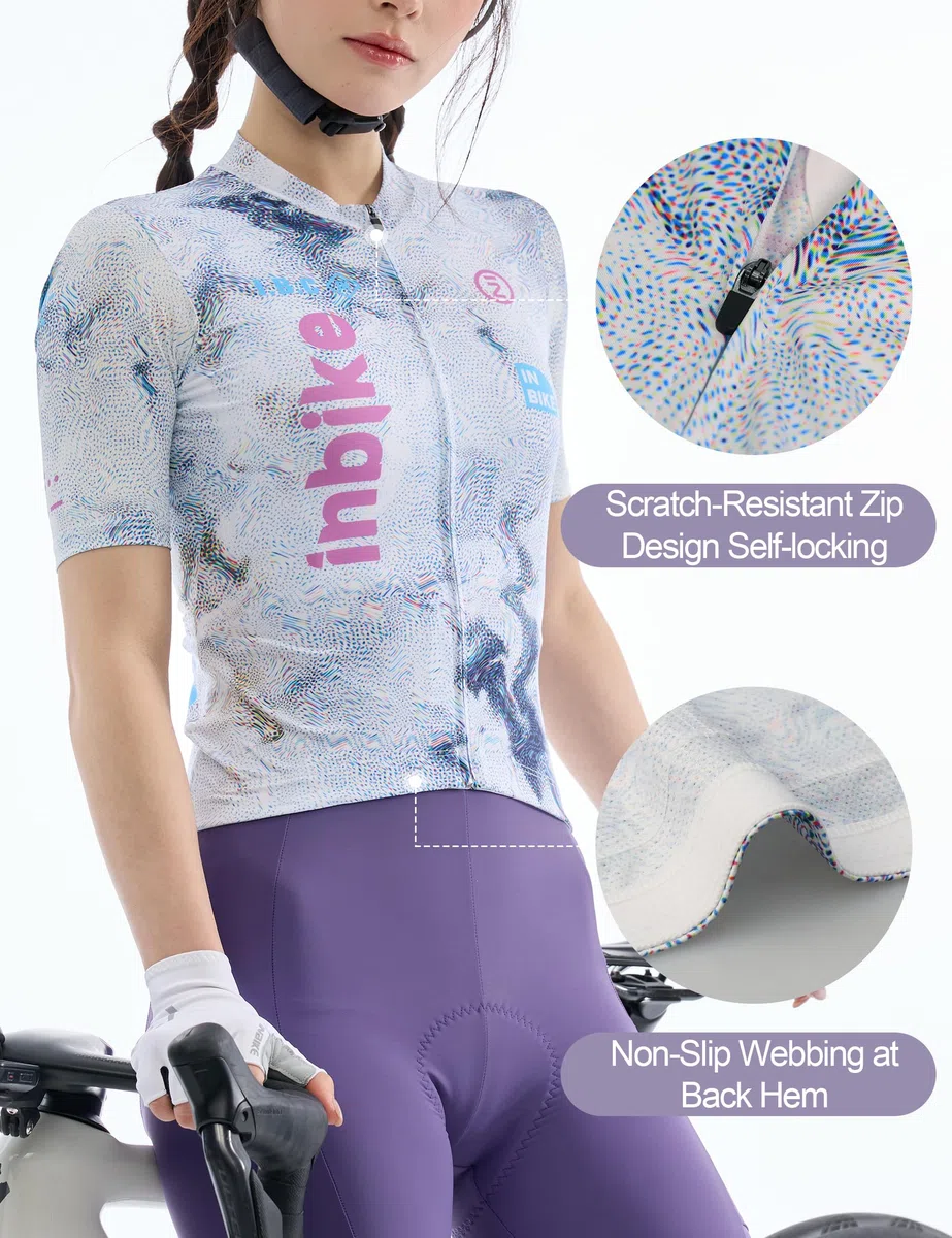 INBIKE Maglia Ciclismo Donna Estiva Maglia Bici Maglietta MTB Maniche Corte 3 Tasche Traspirante Riflettente Asciugatura Rapida Leggero XX585