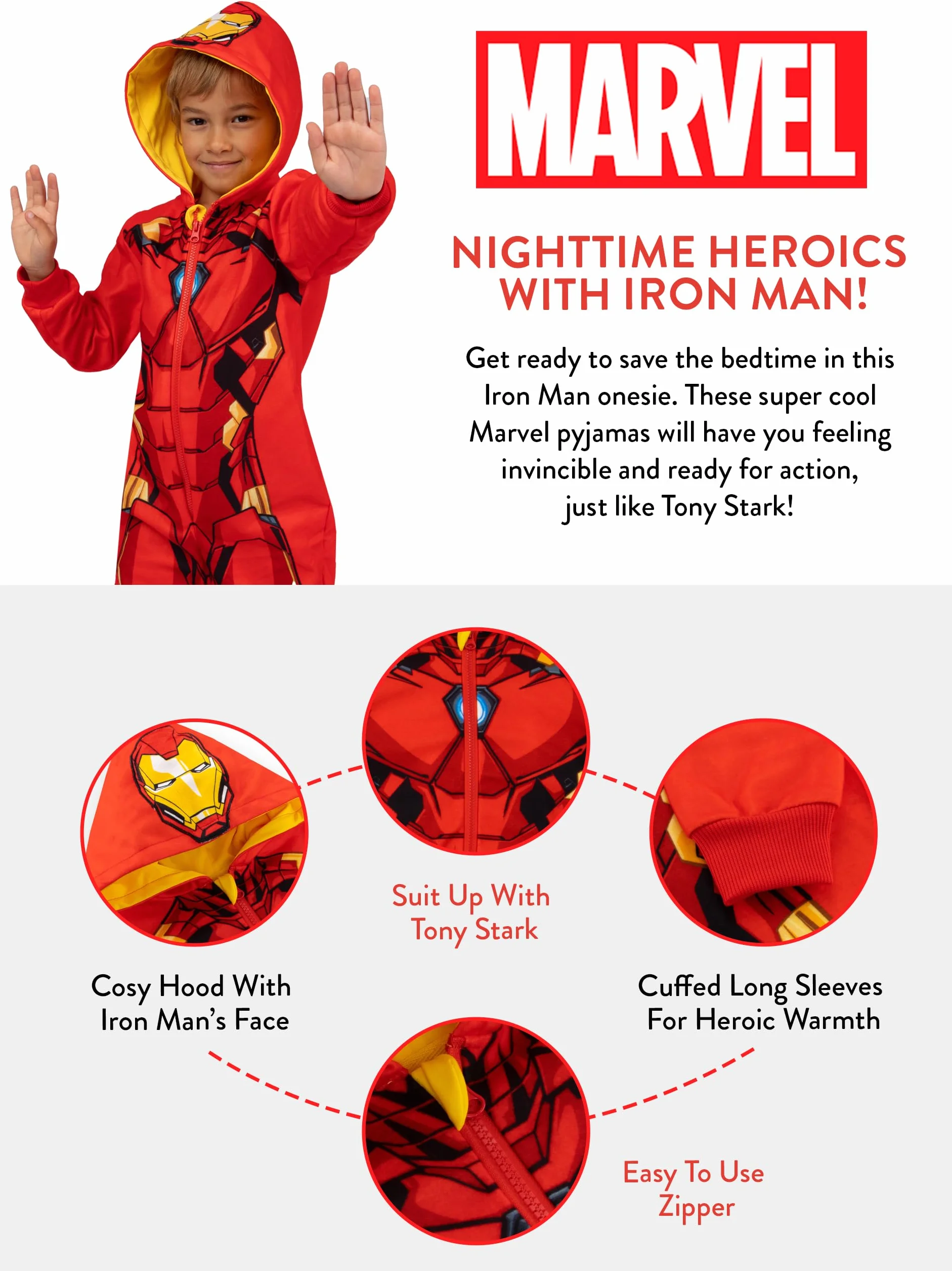 Marvel Iron Man Pigiama Bambino | Iron Man Pigiama Pile Bambino | Pigiamone Intero Bambini