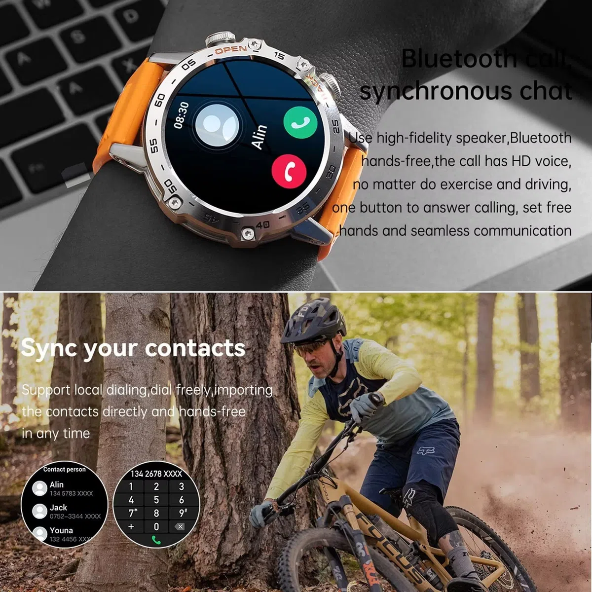 Smart Watch, smartwatch militare Bluetooth da uomo, oltre 100 modalità sportive, alla moda, per fitness, frequenza cardiaca, pressione sanguigna, monitoraggio dell'ossigeno nel sangue,