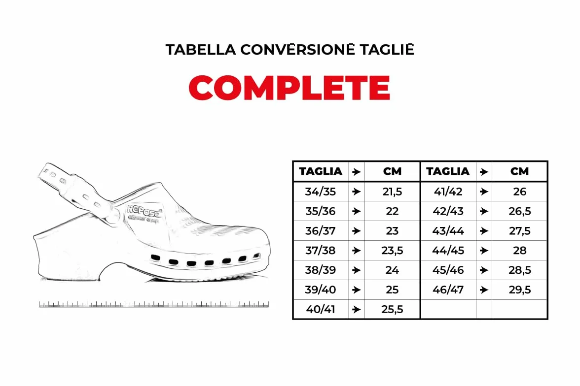 REPOSA Complete - Zoccoli Sanitari Donna e Uomo in Gomma SEBS Senza Lattice, Ciabatte Sanitarie Anatomiche con Laccetto Regolabile, Scarpe Sanitarie Infermieri Sterilizzabili, Antishock e Traspiranti