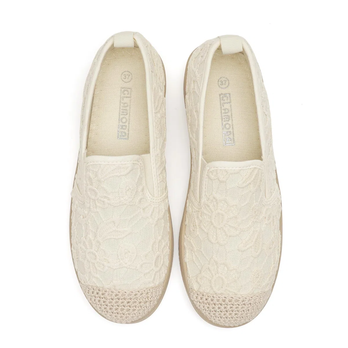 GLAMORA Espadrillas Donna Mocassini Slip On Ballerine Scarpe Piatte Platform Traforate Pizzo Traspiranti Estive Comode Elastiche Leggere Suola Gomma Antiscivolo Morbide