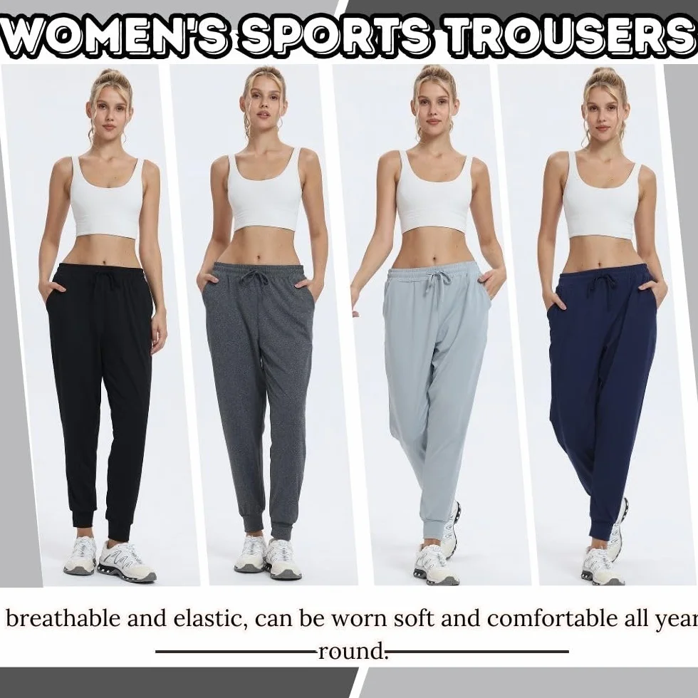 Confezione da 3 pantaloni sportivi da donna per il fitness, a vita alta, per yoga, tempo libero, con tasche
