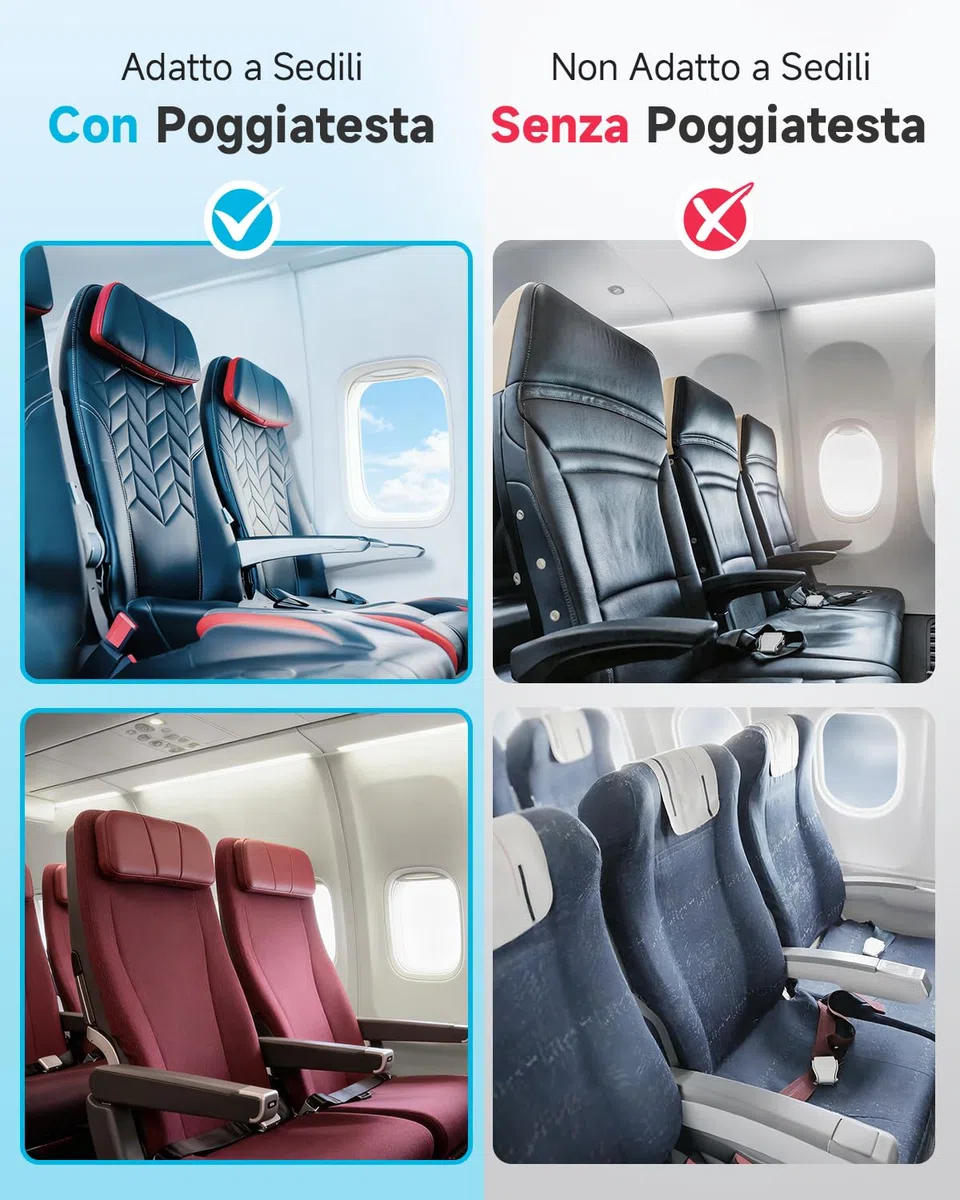 Umisleep Cuscino da Viaggio Memory Foam, Cuscino Cervicale per Aereo con Supporto 360°, con Maschera Occhi 3D, Cuscino da viaggio anticaduta testa per aereo, Ideale per Voli Lunghi (Nero)