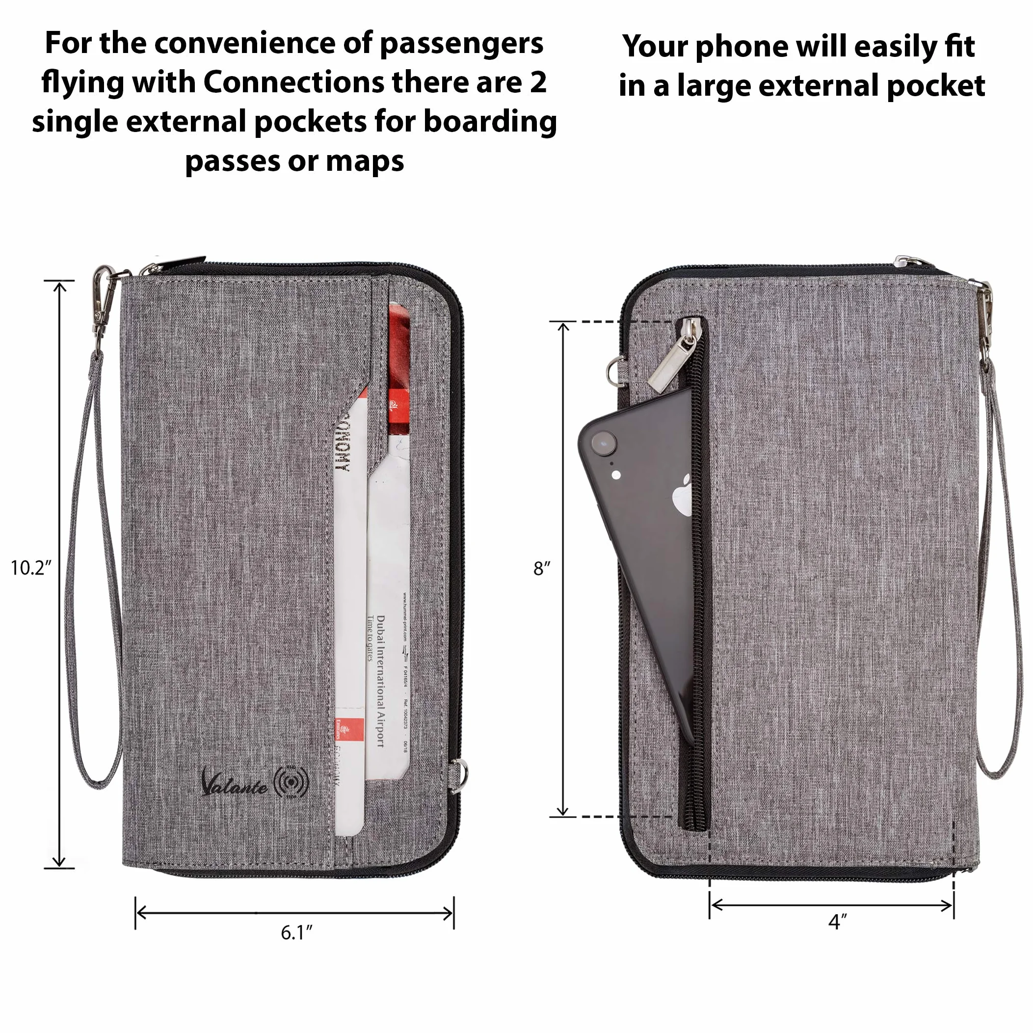 Valante - Portadocumenti da viaggio per famiglia, con porta passaporto RFID