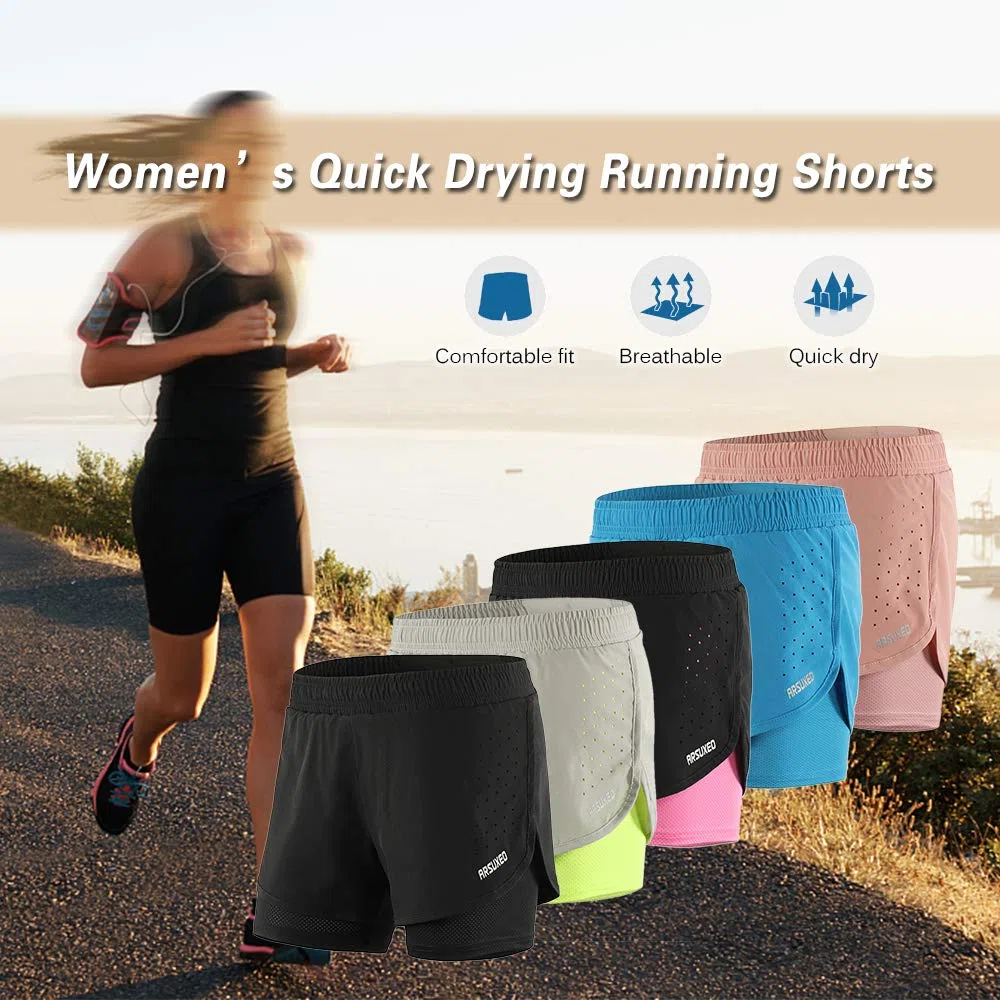 Lixada - Pantaloncini da Corsa 2 in 1 da Donna, ad Asciugatura Rapida, Traspiranti, Allenamento Attivo