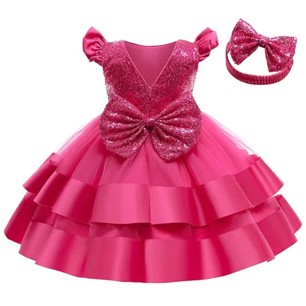 Lito Angels Vestito Damigella Abito da Festa Cerimonia Natale Elegante con Fascia per Bambina, Bianco Verde Blu Rosa