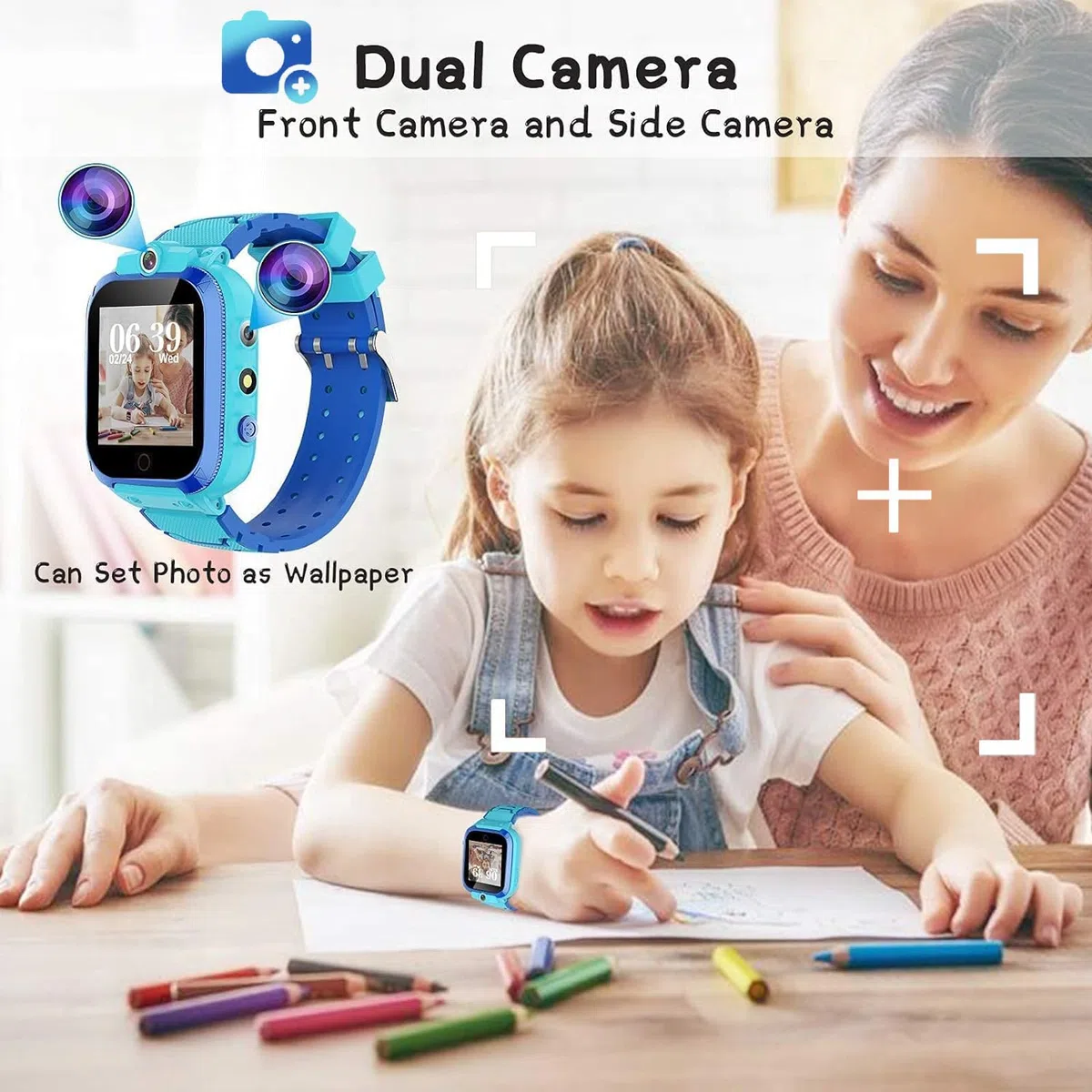 Smartwatch Bambini 24 Giochi Musica Contapassi Calorico, 2*Fotocamere Torcia Orologio Smartwatch Bambini Sveglia Video, Ragazzi e Ragazze Festiva Regalo di Natale 2-13 anni[Scheda SD integrata]