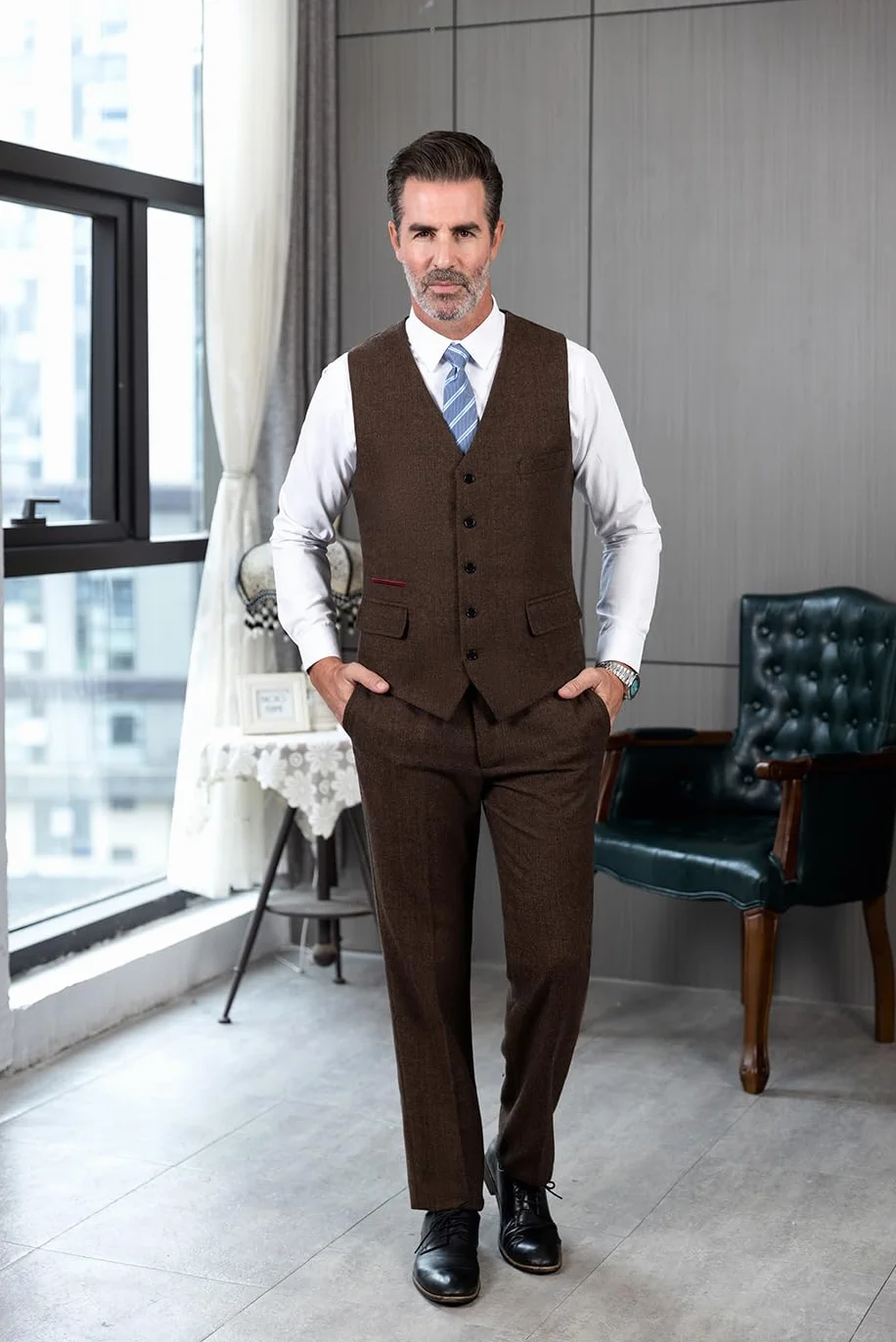 Solovedress Gilet in lana formale Regular Fit gilet tuta gilet per matrimonio Groomsmen
