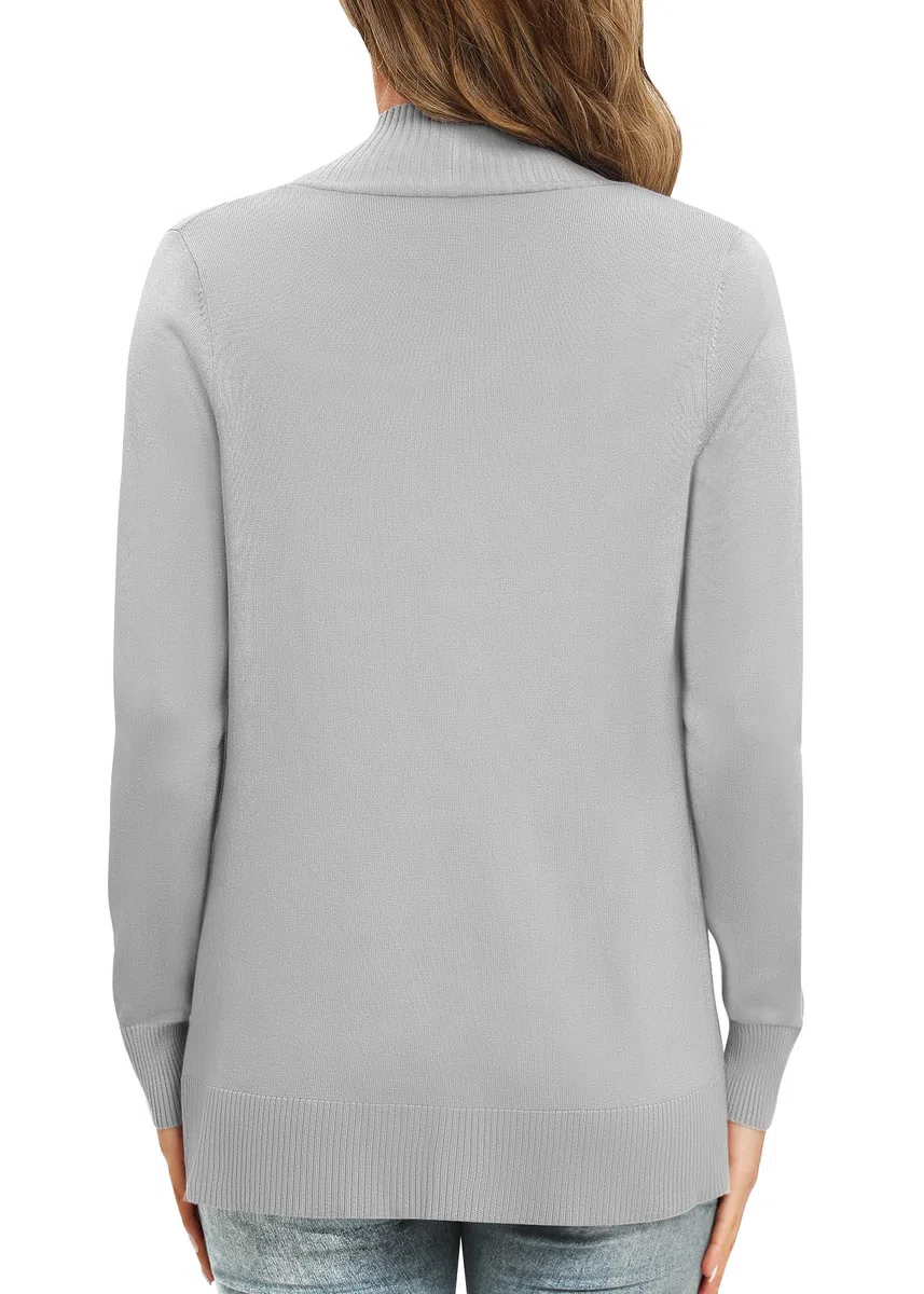 EXCHIC Donna Casuale Manica Lunga Lavorare a Maglia Cardigan Leggero Comodo Fronte Aperto Maglioni Lunghi con Tasche