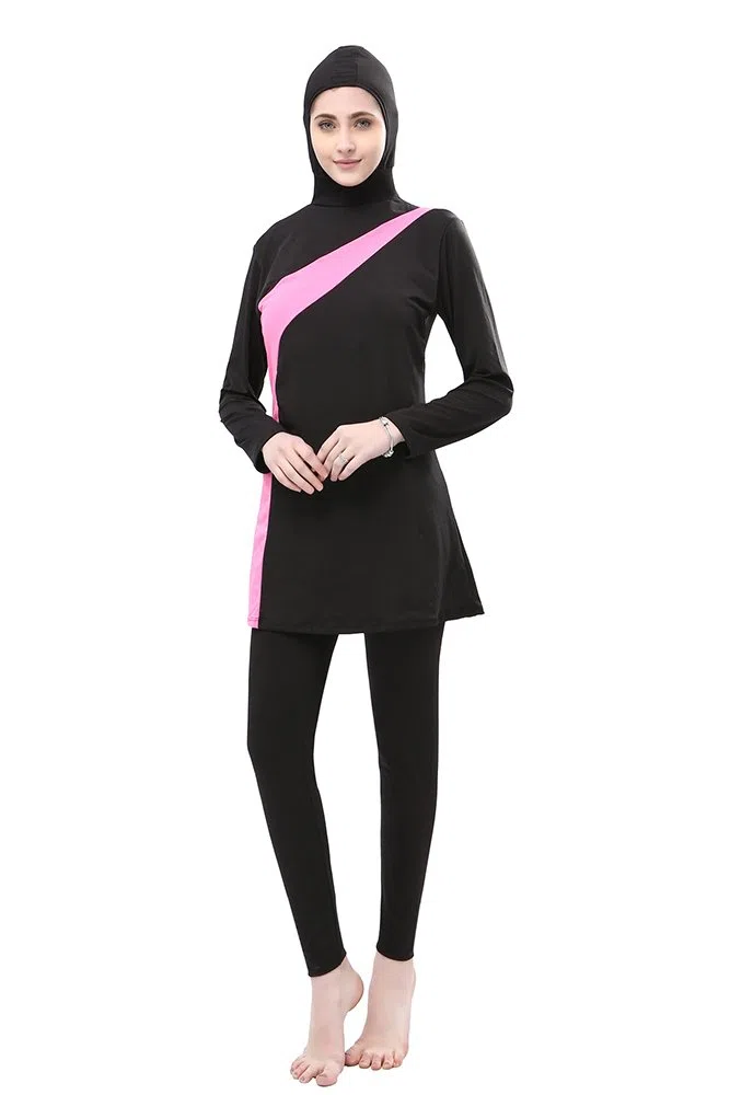 Donne Elegante Musulmano 2 Pezzi Costumi da Bagno Islamiche Hijab Burkini Modesto Swimsuit Beachwear