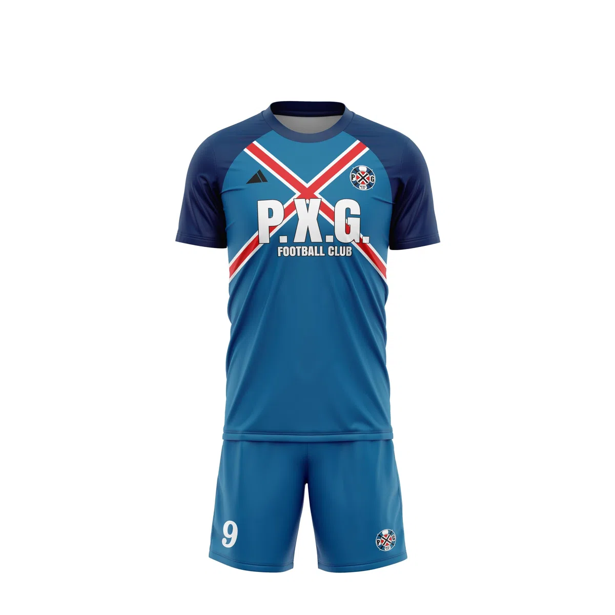Maglia e Short Calcio Blu Lock. Abbigliamento Cosplay Fan Anime P.X.G. Cartone animato Giapponese ispirato a personaggio, serie. Tessuto traspirante