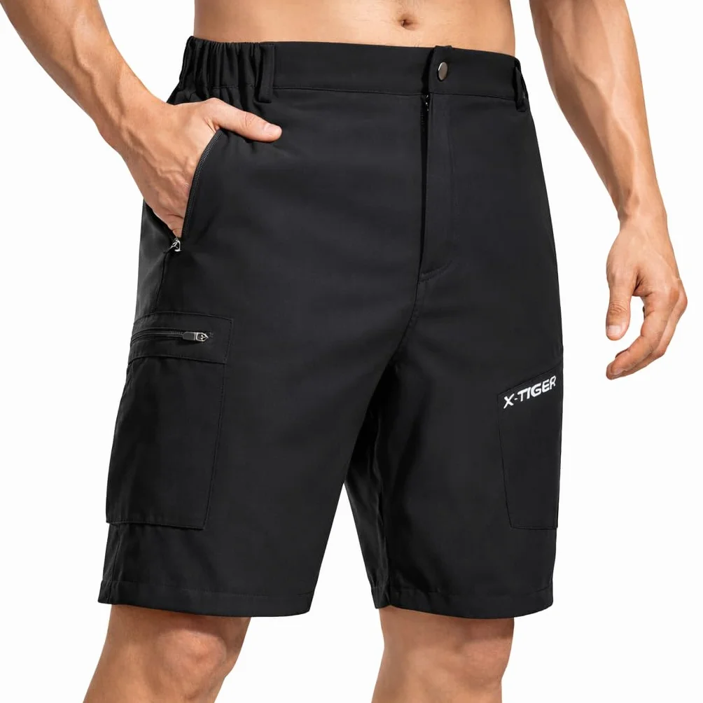 X-TIGER Pantaloncini Trekking Uomo Cargo Leggeri Traspiranti Asciugatura Rapida 5 Tasche con Cerniera Escursionismo Viaggi Outdoor