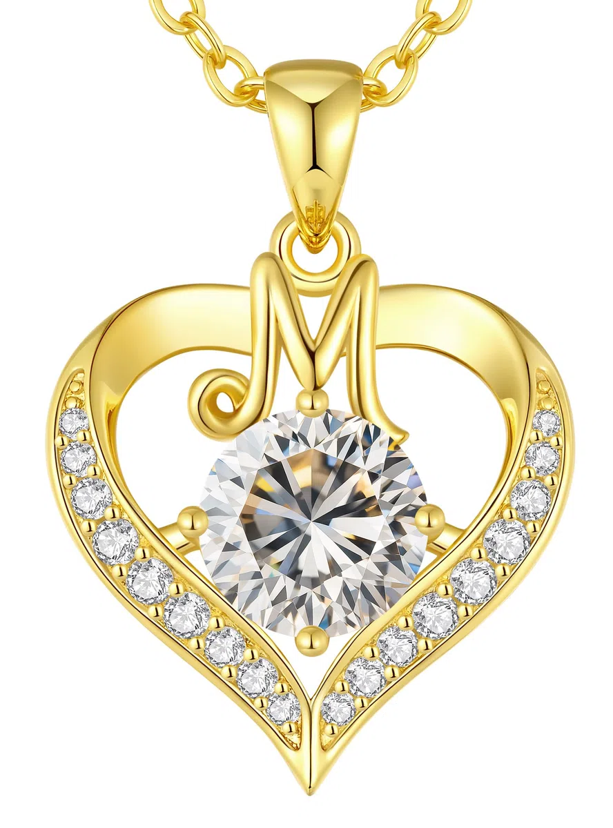 LOUISA SECRET Collana Donna Lettere A-Z,Ciondolo Cuore,Regalo per Mamma Rivestimento 18K Oro,Catena Regolabile 45+5cm,Idea Regalo per San Valentino e Compleanno,Donna Natale