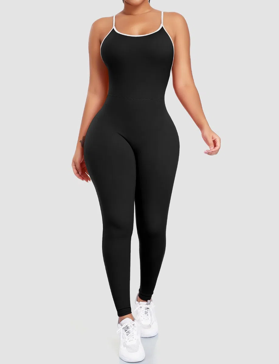 STARBILD Tuta intera Sportiva da Donna con Schiena Scoperta, Scrunch Jumpsuit con Imbottita Push Up Sexy con Spaghetti Regolabili, Monopezzi per Yoga Fitness Palestra Casual