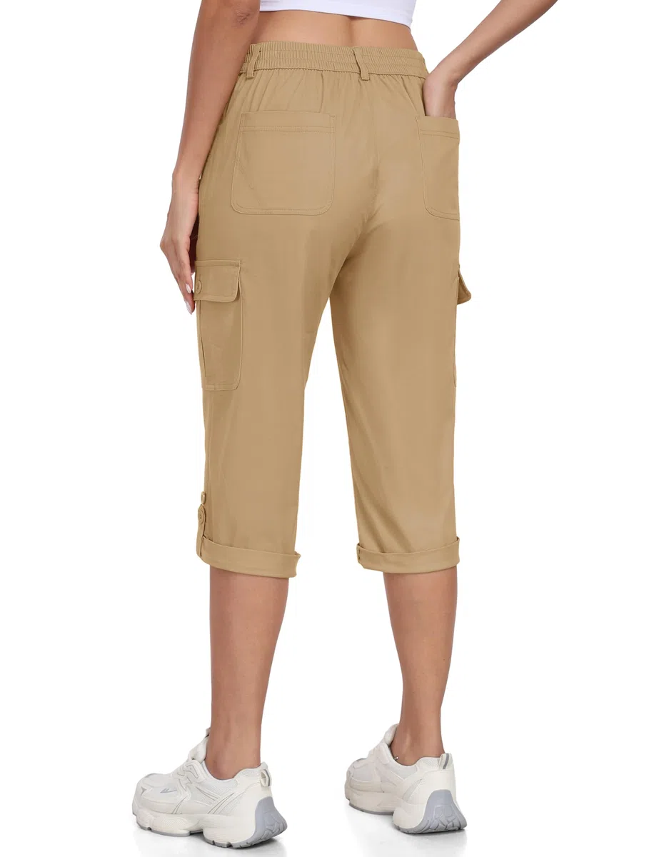 MoFiz Pantaloni Trekking Cargo Donna Cotone Estivi Pantaloni Montagna Shorts Sportivo Leggero Escursionismo con Tasche