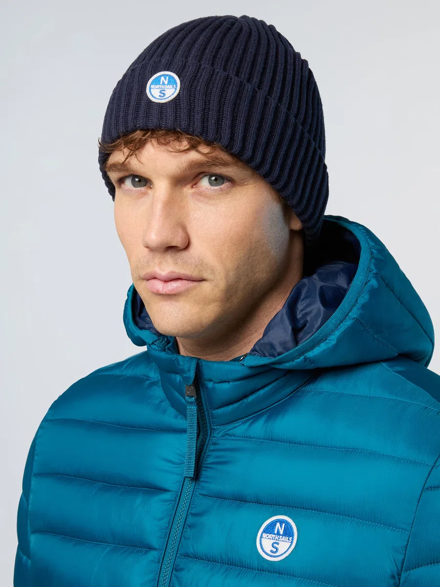 NORTH SAILS Berretto Uomo in Misto Cotone e Lana Riciclati a Coste con Logo