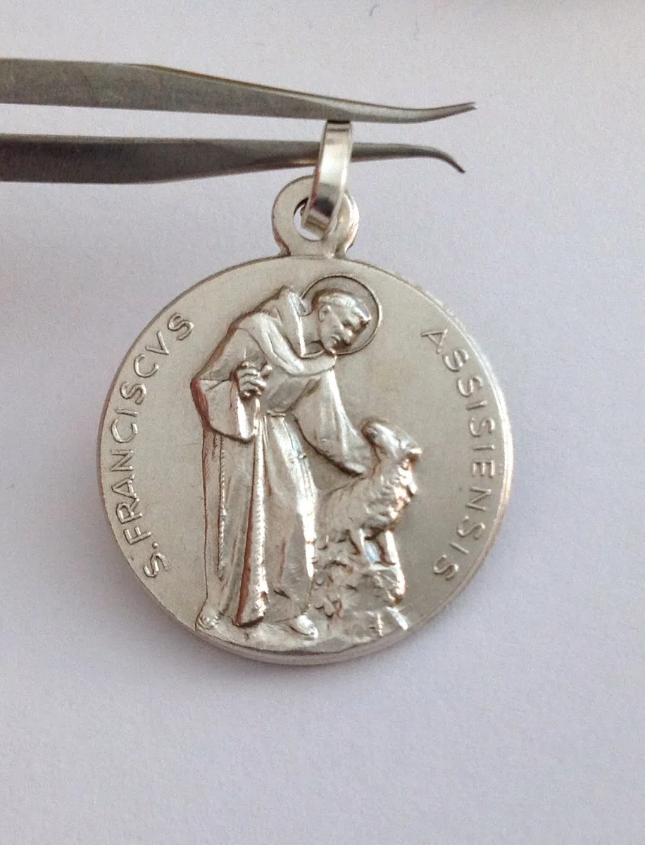 I G J Medaglia di San Francesco D'Assisi Massiccio 925 millesimi - Patrono d'Italia e D'Europa