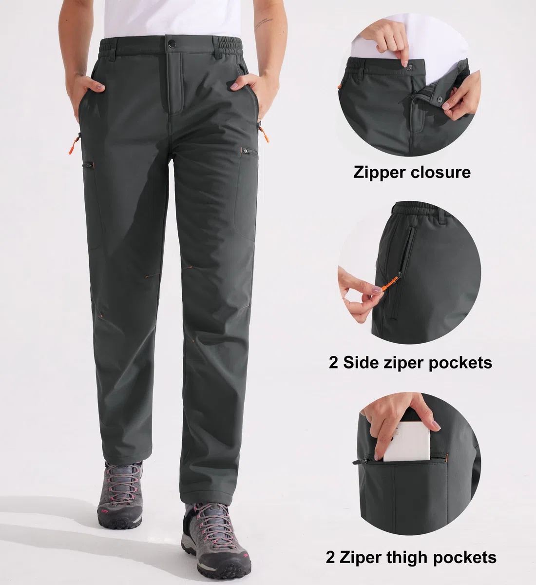 Libin Pantaloni Trekking Donna Invernali Pantaloni Sci Softshell Termici Escursionismo Impermeabili Neve Lavoro Pantaloni da All'aperto Outdoor