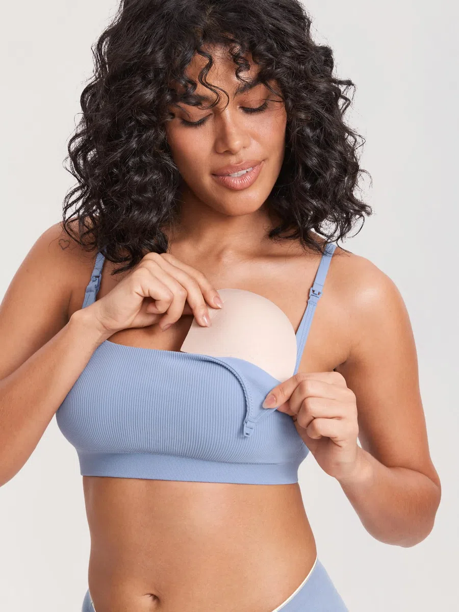 MOMANDA Reggiseno Allattamento Senza Ferretto a Costine Bralette Senza Cuciture Morbido Reggiseni Premaman Comodo per Dormire