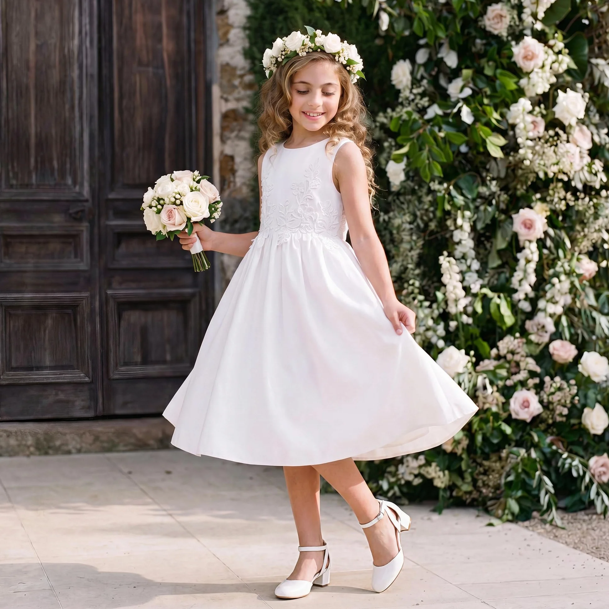 DREAM PAIRS Scarpe Eleganti da Ragazza con Punta Chiusa e Tacco Alto Principessa Scarpe per Bambine con Tacco a Blocco Mary Jane