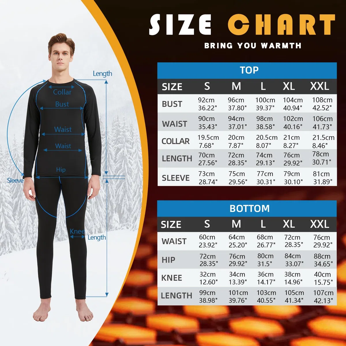 Acfoda Biancheria Funzionale Termici da Uomo Traspirante Asciugatura Rapid Abbigliamento Termico Intimo per attività all’Aria Aperta Ciclismo Corsa Allenamento Sci, S-XXL
