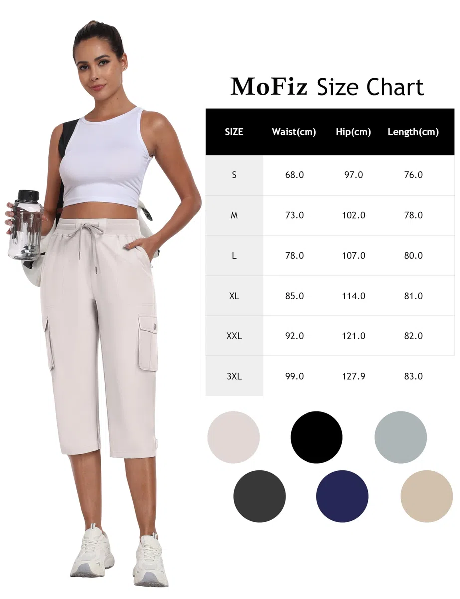 MoFiz Pantaloni Cargo Capri da Donna Estivi Pantaloni a 3/4 Trekking Sportivo Pantalone Leggero con Tasche
