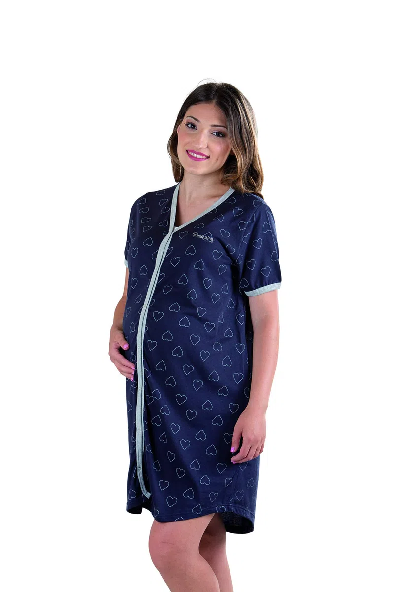 Premamy - Camicia Clinica per Donna, Modello Svasato, Materiale Anallergico, Pre-Post Parto