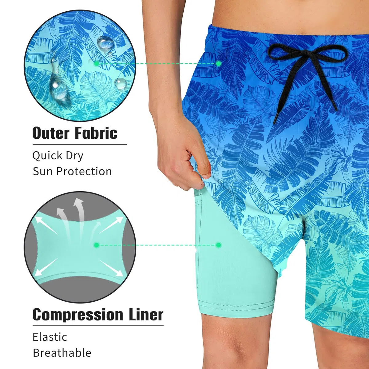 Kids4ever Costume da Bagno per Ragazzi ad Asciugatura Rapida Fodera a Compressione Boxer Anti Sfregamento Costume da Bagno da Spiaggia Pantaloncini da Surf 7-18 Anni