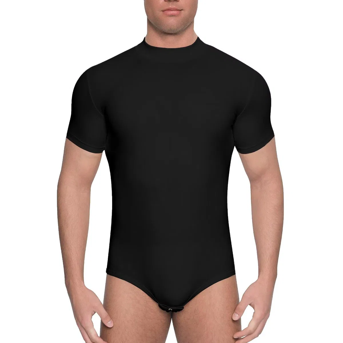 Landofgenie Body Uomo Manica Corta con Collo Mezzo Alto Body Elastico per Business Casual & Everyday Maglietta Base Estensibile