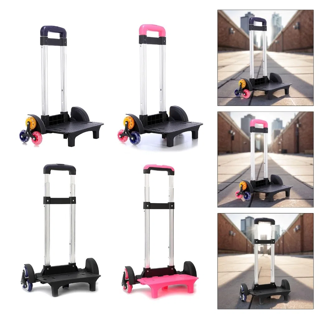 6 Carrello Trolley Pieghevole con Manico Telescopico per Viaggi, Scuola e Borse