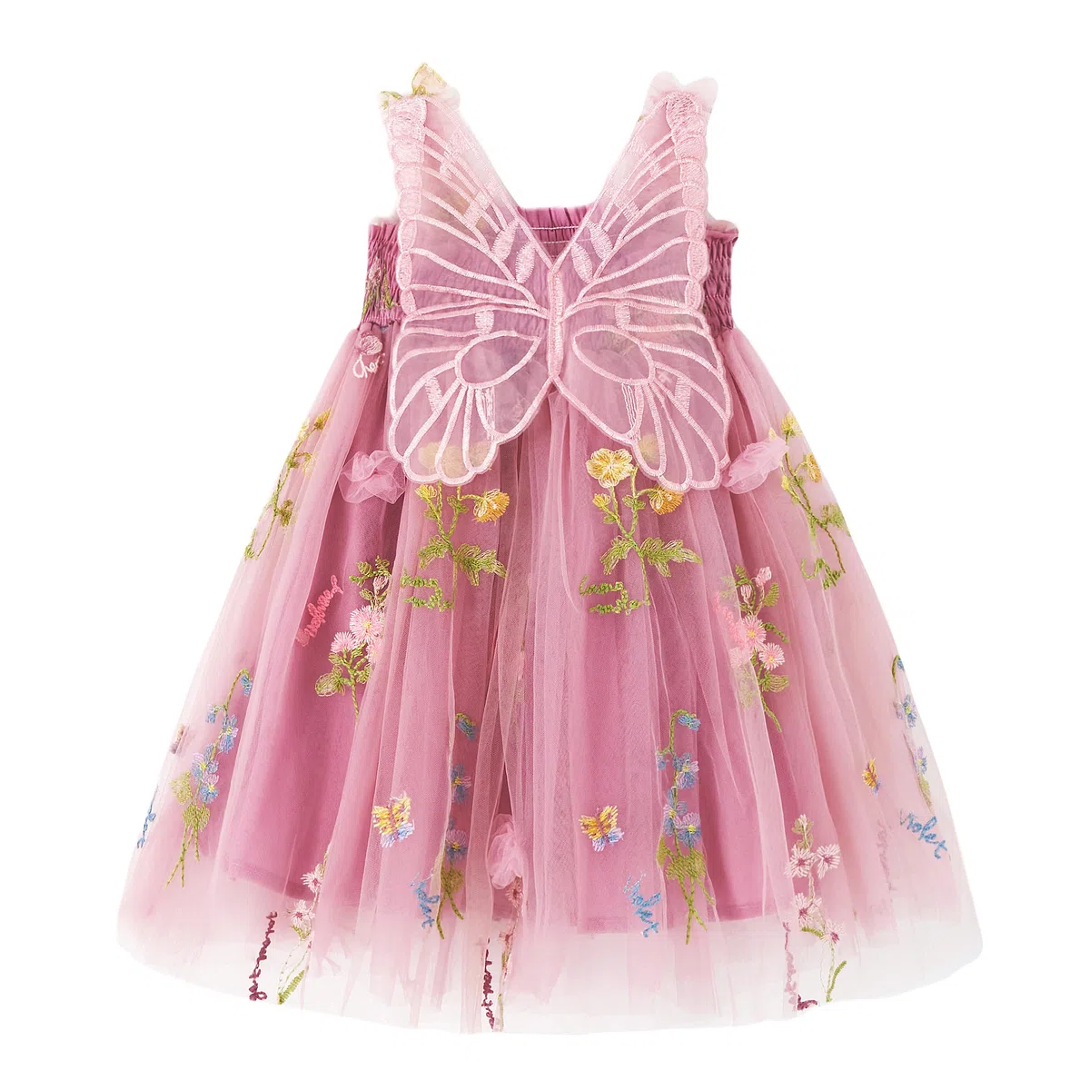 Miipat Vestito da Bambina Tulle Farfalla Bambino Ragazze Abitini Estate Senza Maniche Ricamo Floreale Principessa Abiti Festa di Nozze Abito di Compleanno per Ragazza
