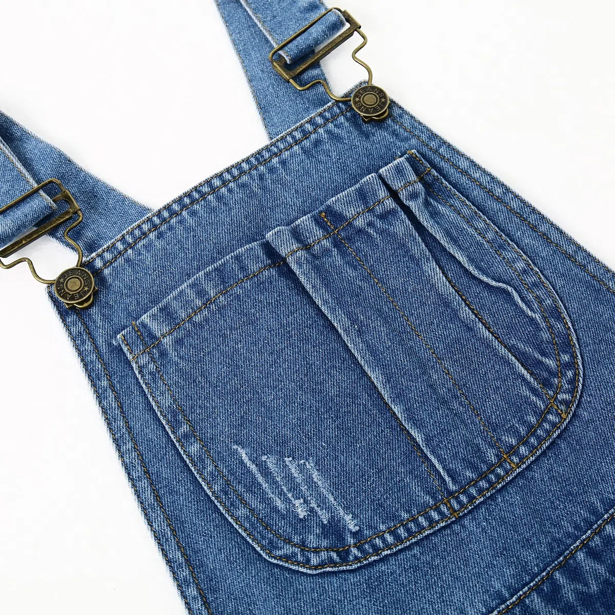 KIDSCOOL SPACE Salopette di jeans per bambina, abbigliamento da lavoro in jeans strappati da bambino grande