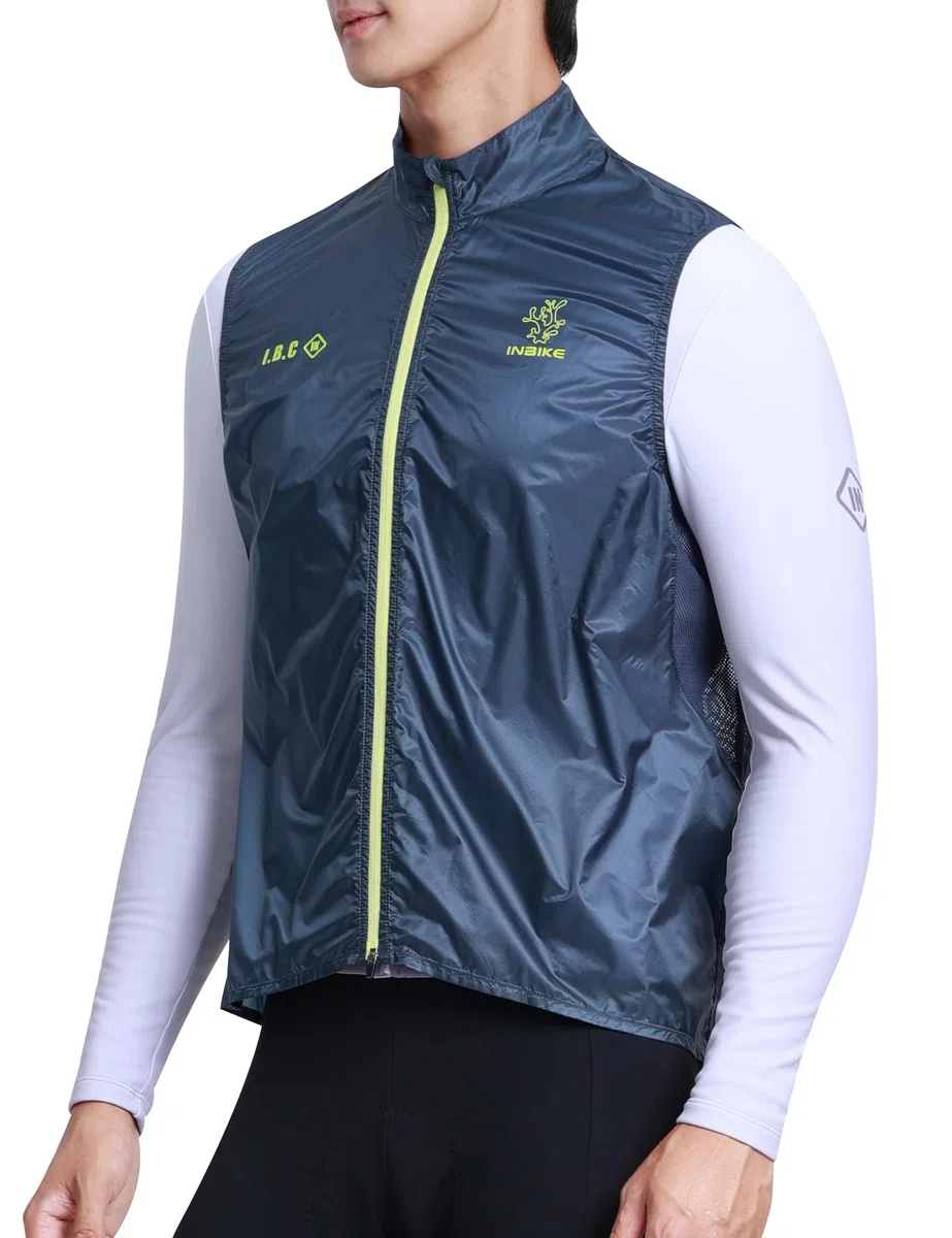 INBIKE Gilet da Ciclismo Leggero Uomo Impermeabile Antivento con Rete Traspirante Ripiegabile, con Taschino Posteriore e Riflettenti, per Corsa e Outdoor