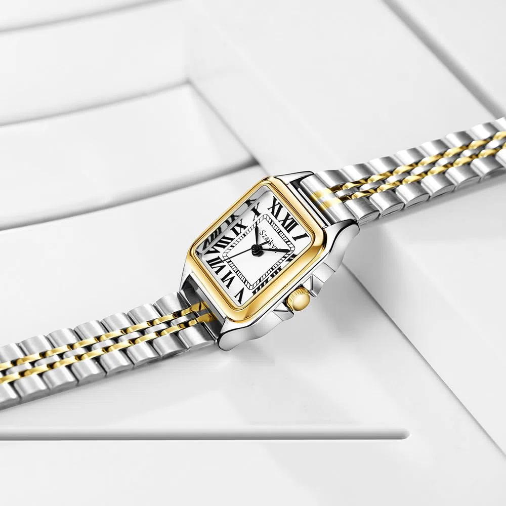 Szaikyri Quadrato Classico Orologio Donna con Numeri Romani Cronografo da Donna Casual