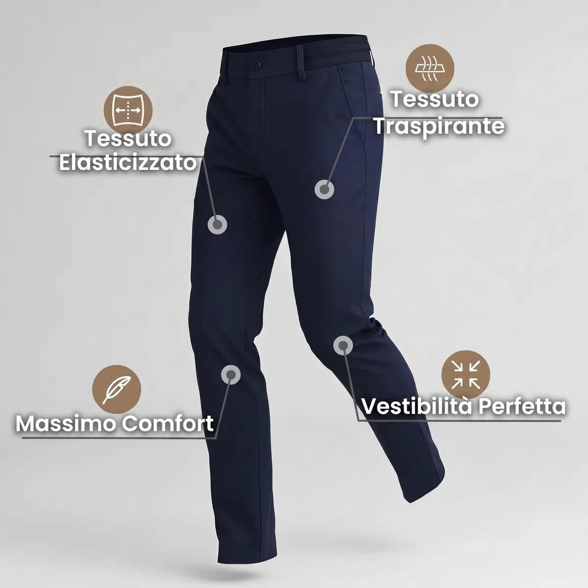 Bellutia Pantalone Elasticizzato MorphoFit, Pantaloni Uomo Elasticizzati Traspirante Slim Fit Pantalone morphofit bellutia Uomo Tessuto Stretch Leggero Senza Stirare Asciugatura Rapida
