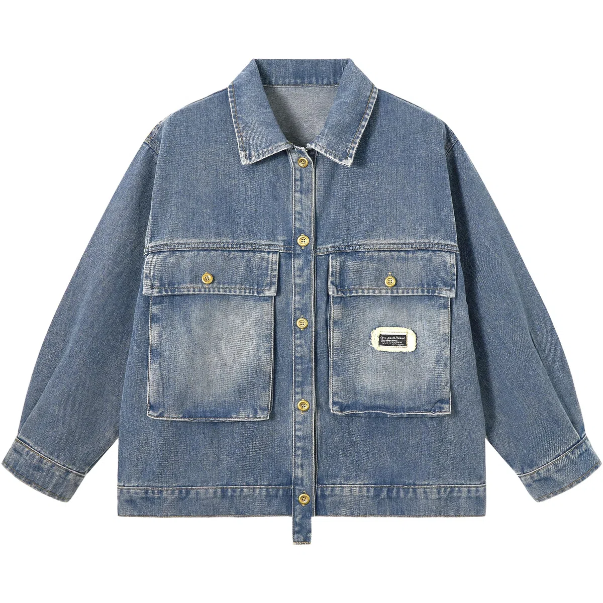 Rolanko Giacca Jean per Ragazzi, Giacca Denim da Camionista Invecchiata Outwear di Jeans con Bottoni per Bambini