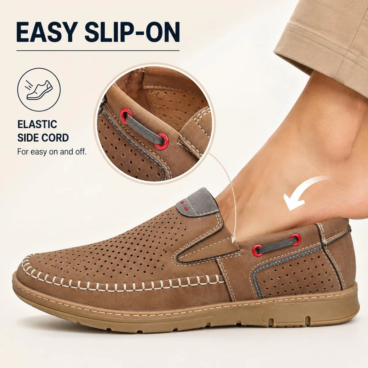 Mocassini Uomo Estivi Senza Lacci Scarpe Slip On Traspiranti Forate Scarpe Casual Comode per L'Estate MMS250044IT