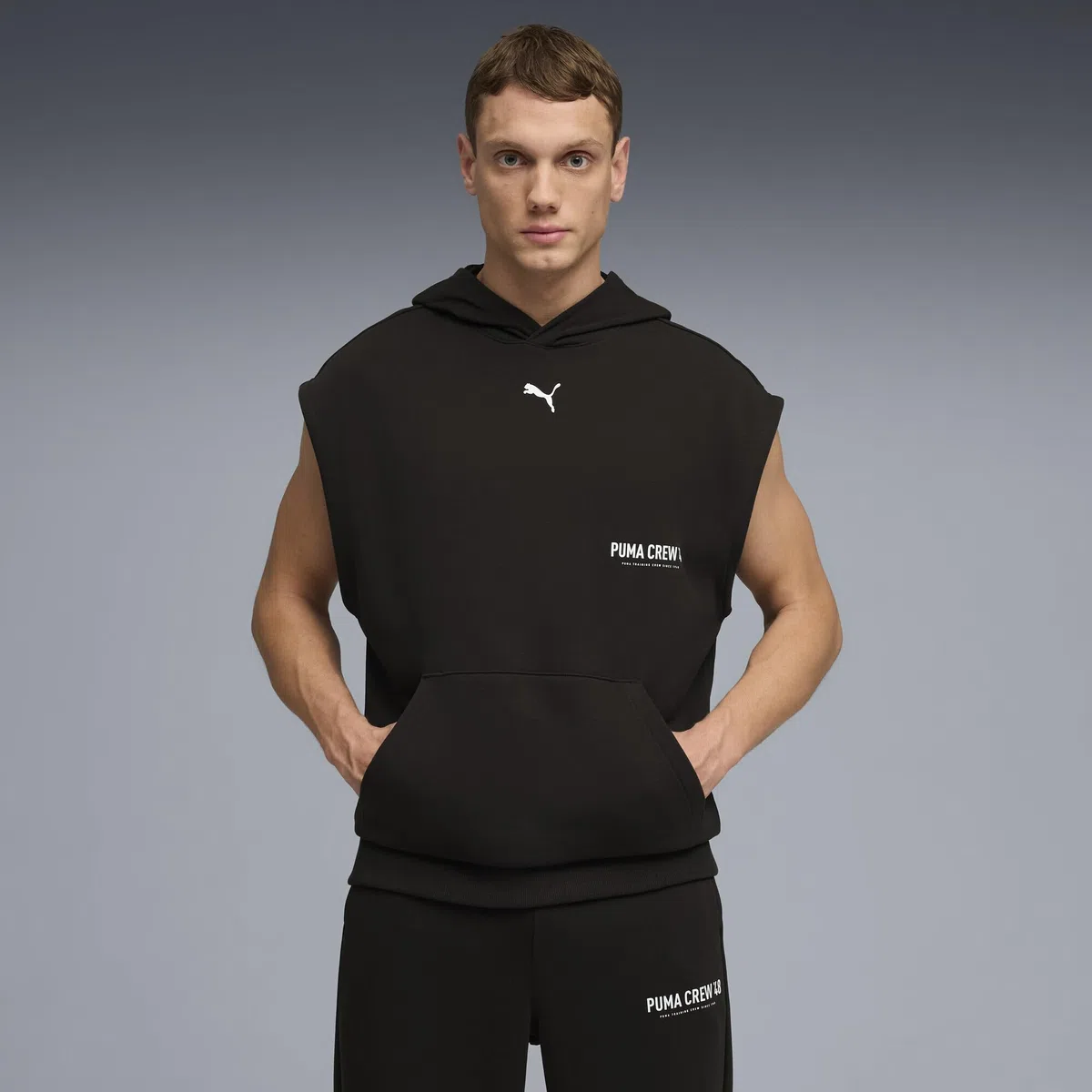 PUMA M Graphics French Terry Sleeveless Hoodie Felpe con Cappuccio Unisex - Adulto (Pacco da 1)