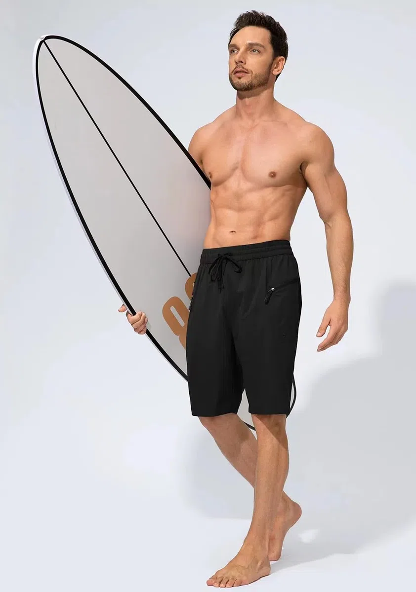 Tansozer Costume da bagno da uomo, ad asciugatura rapida, con chiusura lampo