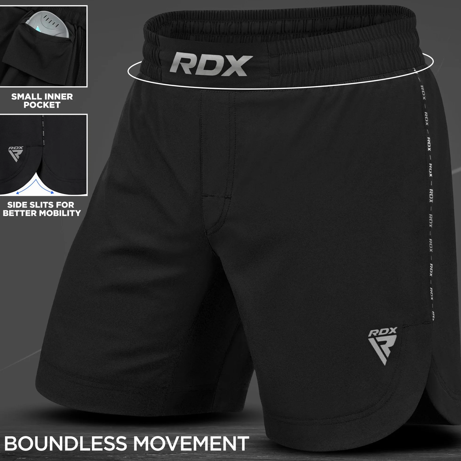 RDX MMA Pantaloncini per Allenamento e Kickboxing - Shorts per la Arti Marziali, Grappling, Boxe, Cage Fight - Grande Short per BJJ e Muay Thai, Fitness Palestra, Combattimento Sportivi