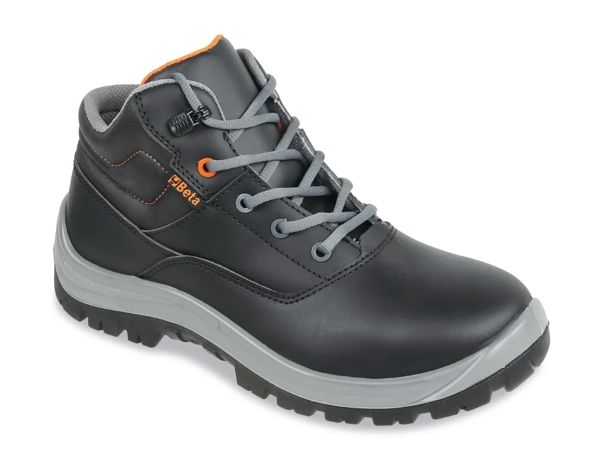 Beta 7243NC - Scarpe Antinfortunistiche Basic in Pelle Idrorepellente, Puntale Acciaio 200 J, Suola PU Bidensità, Lamina Antiperforazione