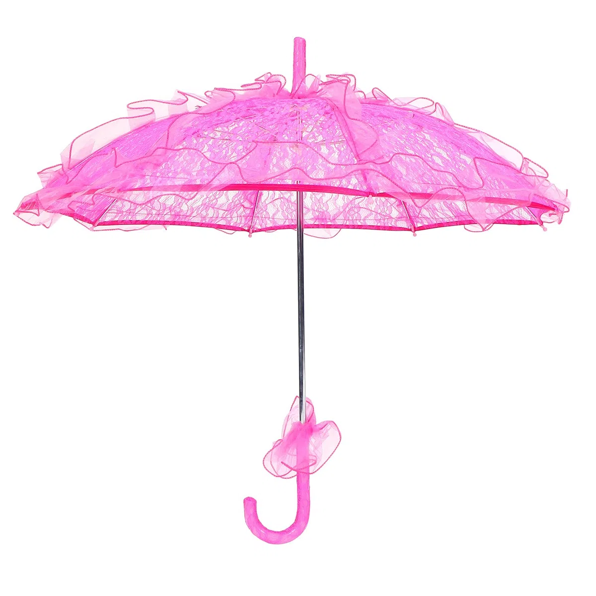 KIMISS Ombrello in Pizzo Rosa Ombrello Parasole Rosa Tessuto in Pizzo Ombrello da Sposa Ombrello in Pizzo Pieghevole Unico Ombrello Parasole Puntelli per Prestazioni (Rosa Rossa)