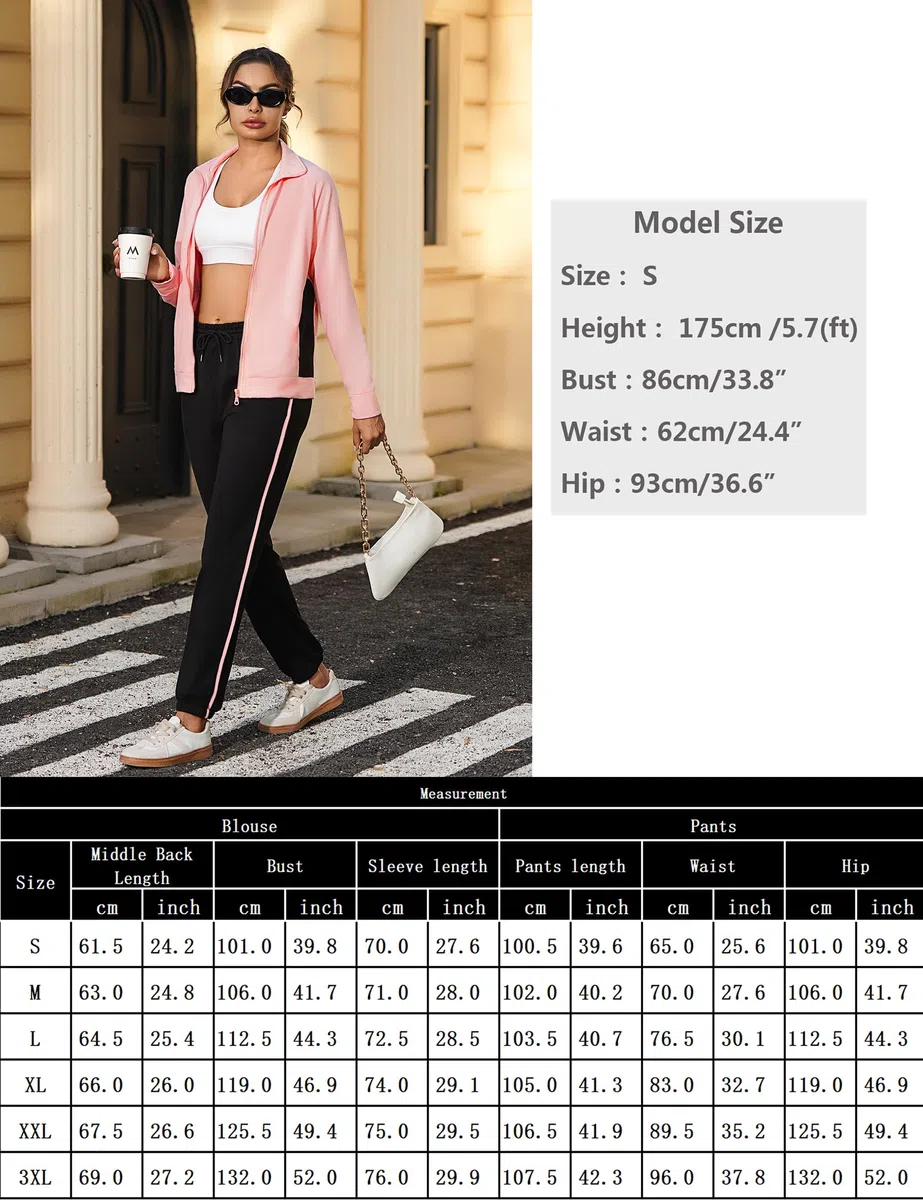 Uniexcosm Full-Zip Tuta Sportiva Donna Con Maniche Raglan E Finiture A Contrasto Tuta Da Jogging Da Donna