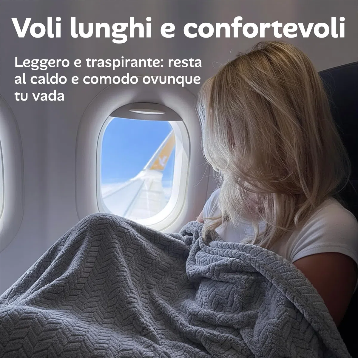 Proglobe Coperta da Viaggio Morbida & Calda per Aereo & Auto - Indispensabile per Lunghi Voli per Donne, Uomini, Bambini - Cuscino Compatto con Custodia per Bagagli & Clip per Zaino, Grigio